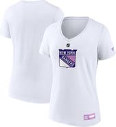 FANATICS Women's Fanatics White New York Rangers 2024 Hockey Fights Cancer V-Neck T-Shirt