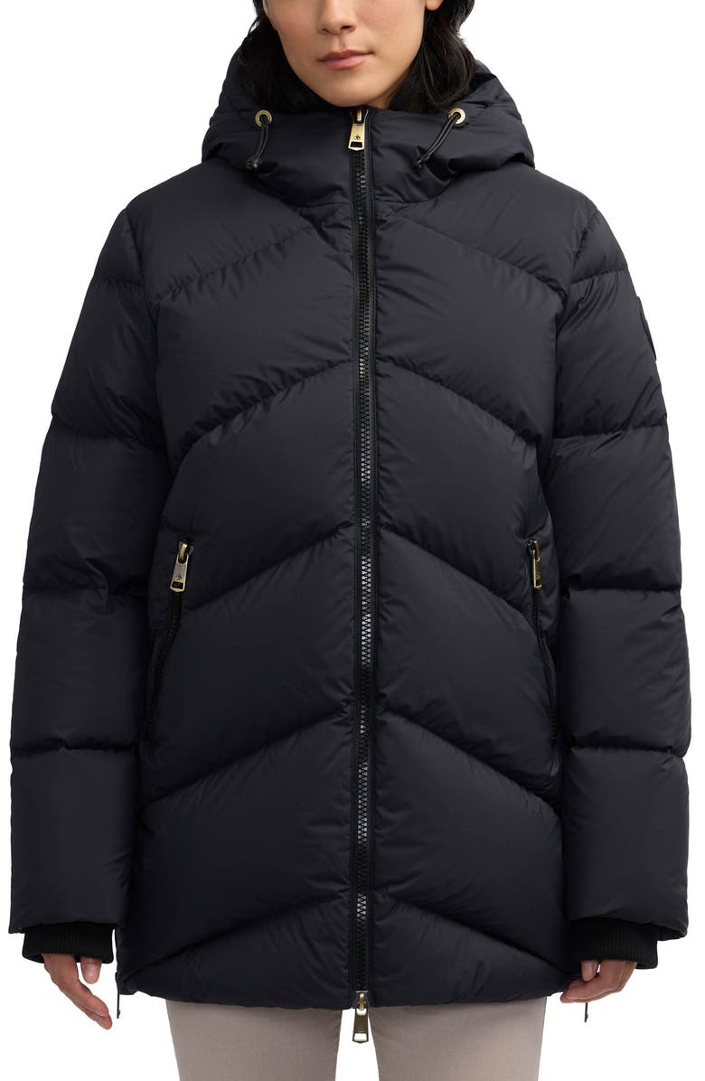 Scotch & Soda Fallon Inverted Chevron Quilted Down Jacket, Main, color, Black