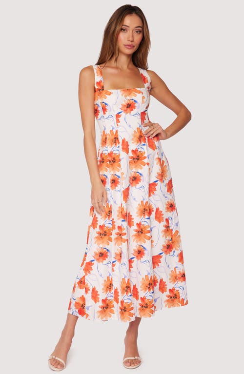 Lost + Wander Poppy Blooms Maxi Dress In White Orange Floral In White Orange Floral