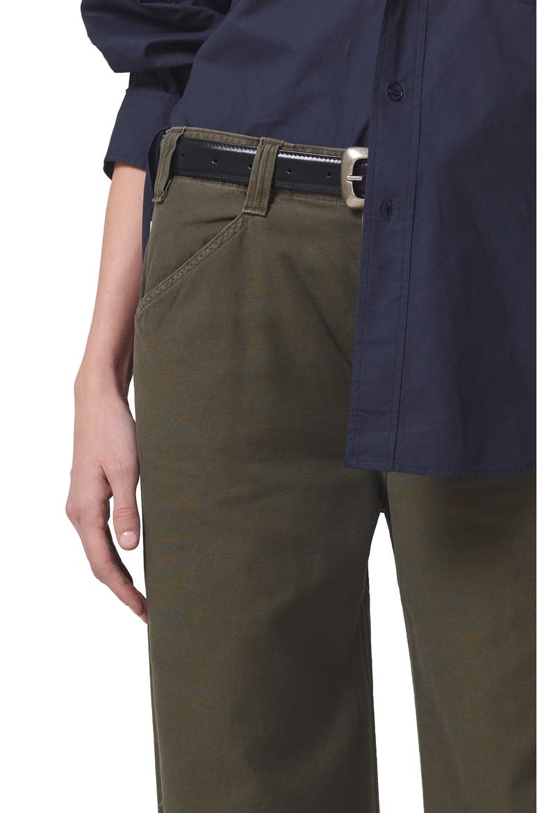 Paloma High Waist Wide Leg Twill Utility Trousers, Alternate, color, TEA LEAF