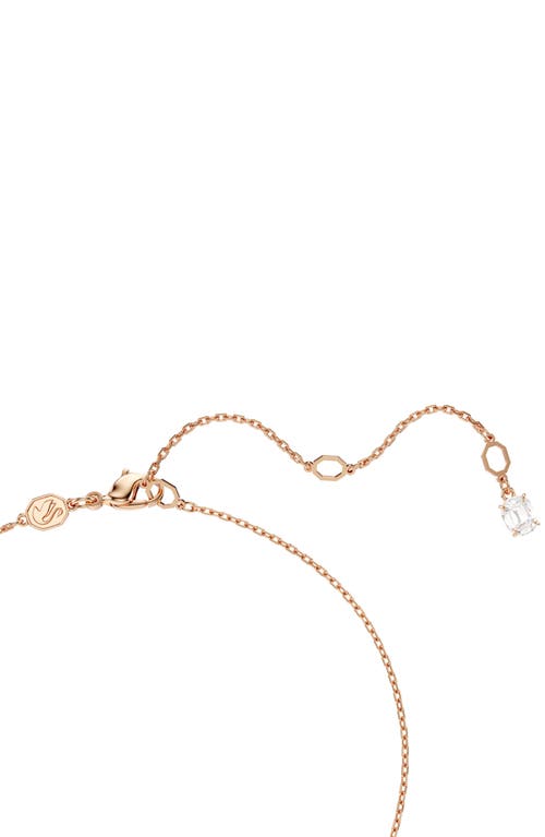 Swarovski Matrix Pendant, Crystal Pearl, Round Cut, White, Rose Gold-tone Plated Necklace