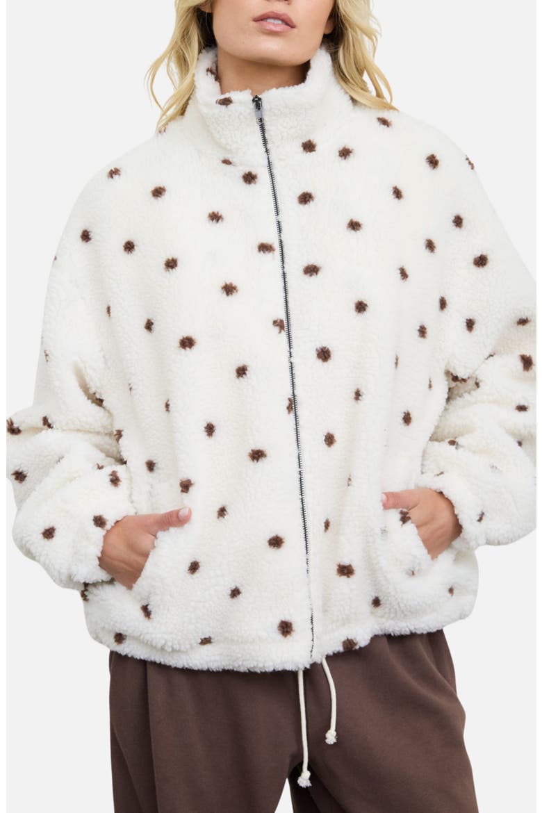Polka Dot Fleece Jacket, Alternate, color, IVORY