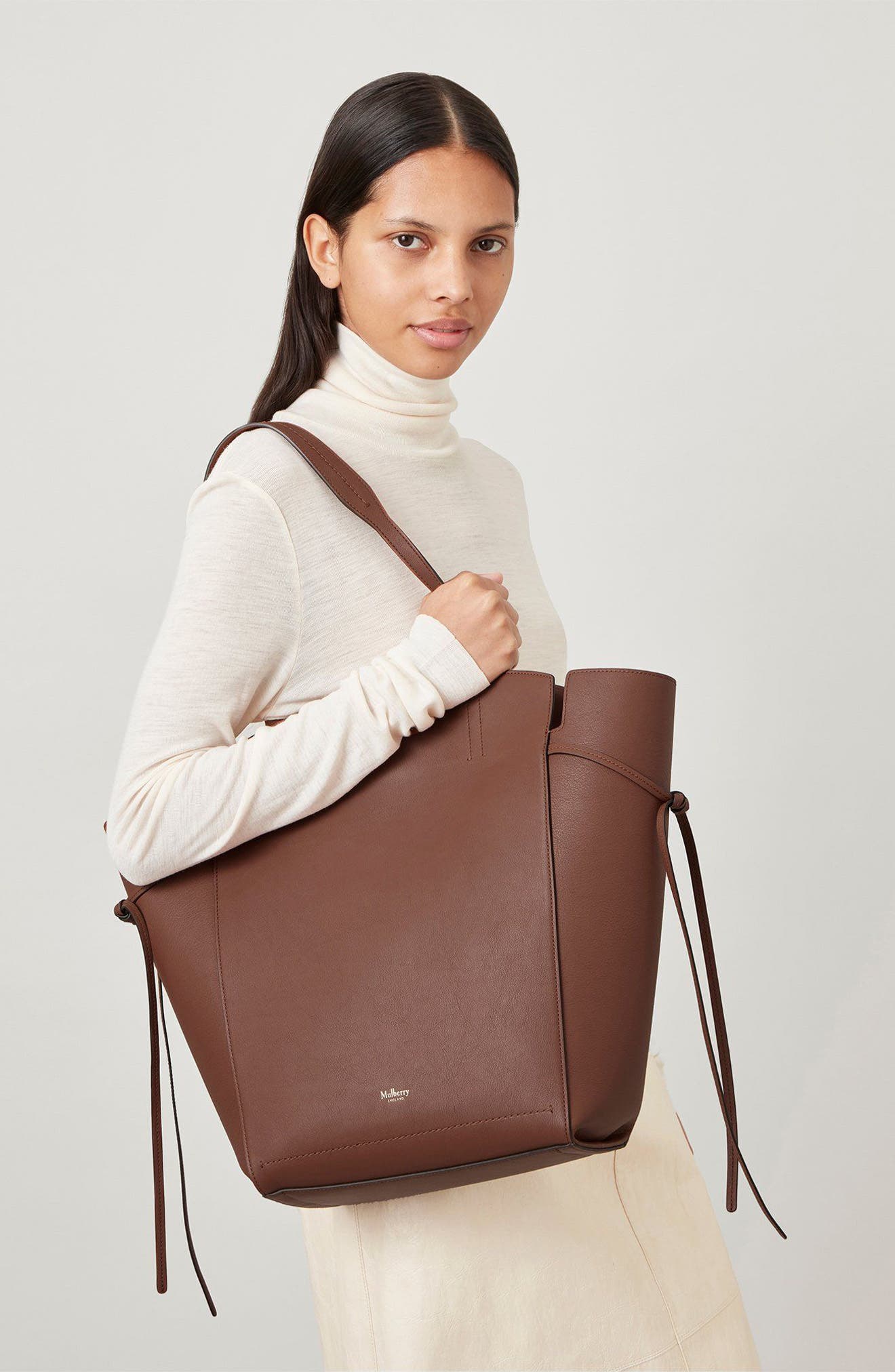 Clovelly Calfskin Leather Tote, Alternate, color, BRIGHT OAK