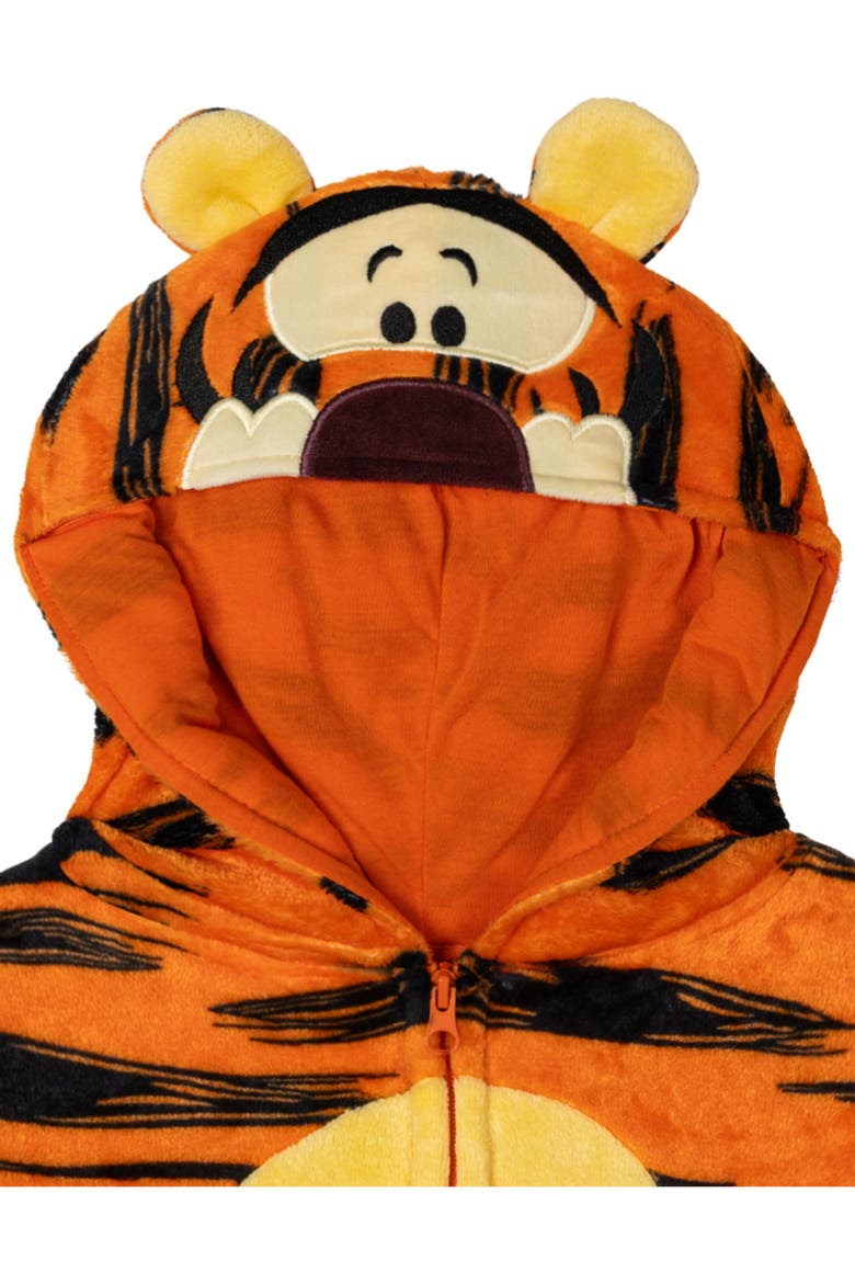 Winnie the Pooh Fleece Hooded Coverall, Alternate, color, Tigger Stripe Orange