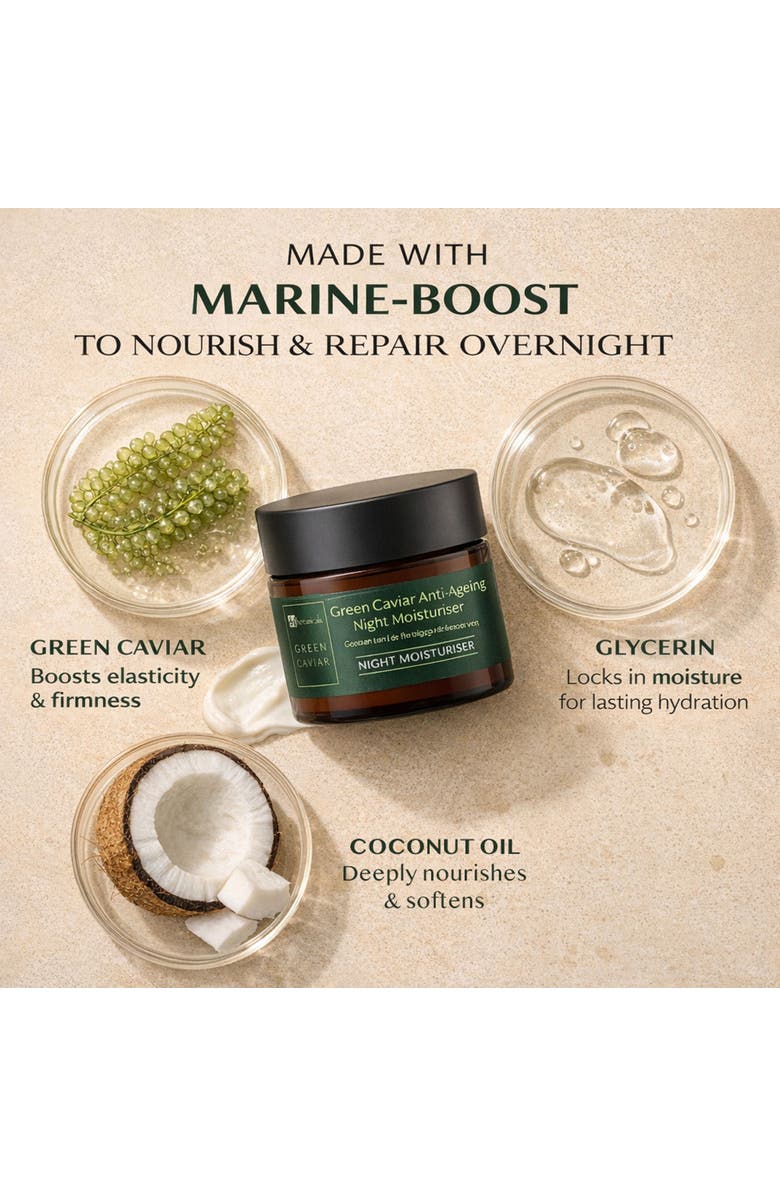 DR BOTANICALS Green Caviar & Argan Oil Anti-Oxidant Anti-Ageing Night Cream 50ml for Anti-Aging, Brightening, Alternate, color, White