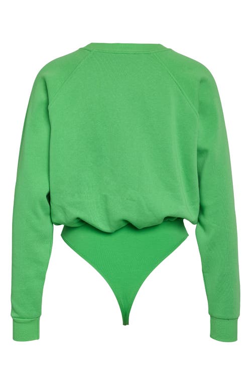 Shop Noisy May Arya Cotton Blend Sweatshirt Bodysuit In Irish Green