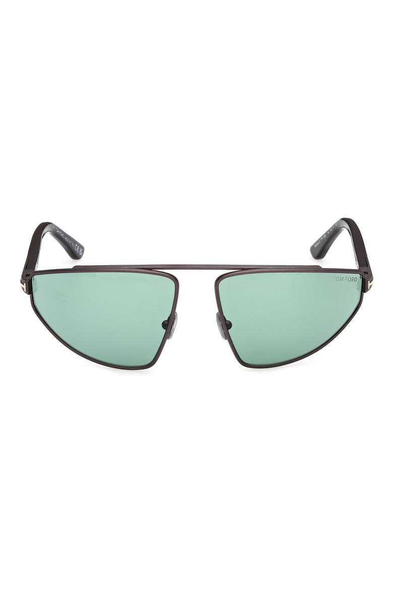 Parker 64mm Oversize Pilot Sunglasses, Main, color, MATTE DARK RUTHENIUM/ GREEN LENS