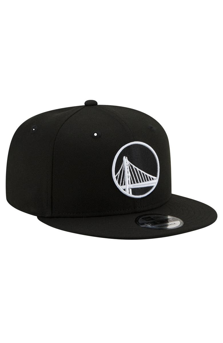 New Era Men's New Era Golden State Warriors Black & White 9FIFTY Snapback Hat, Alternate, color, Black