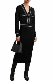 Reiss Lorrie Tipped Long Sleeve Wool & Cashmere Blend Sweater Dress