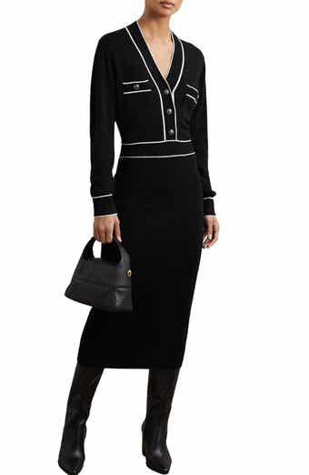 Reiss Lorrie Tipped Long Sleeve Wool & Cashmere Blend Sweater Dress