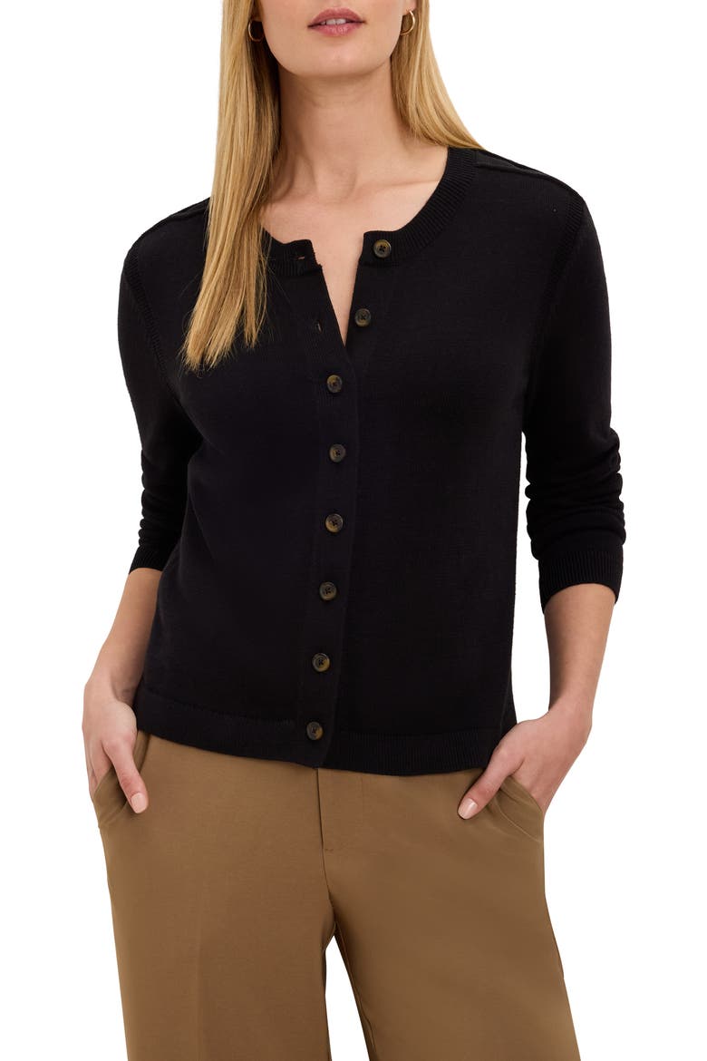 Cotton Buttoned Up Cardigan, Main, color, BLACK ONYX
