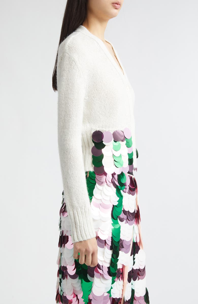 Marni Sequin Logo Cardigan, Alternate, color, Snow