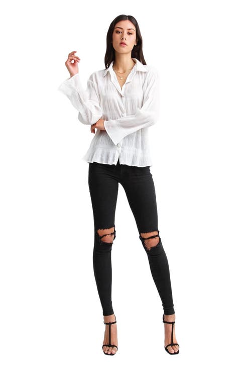 Yoko Shirred Chiffon Blouse