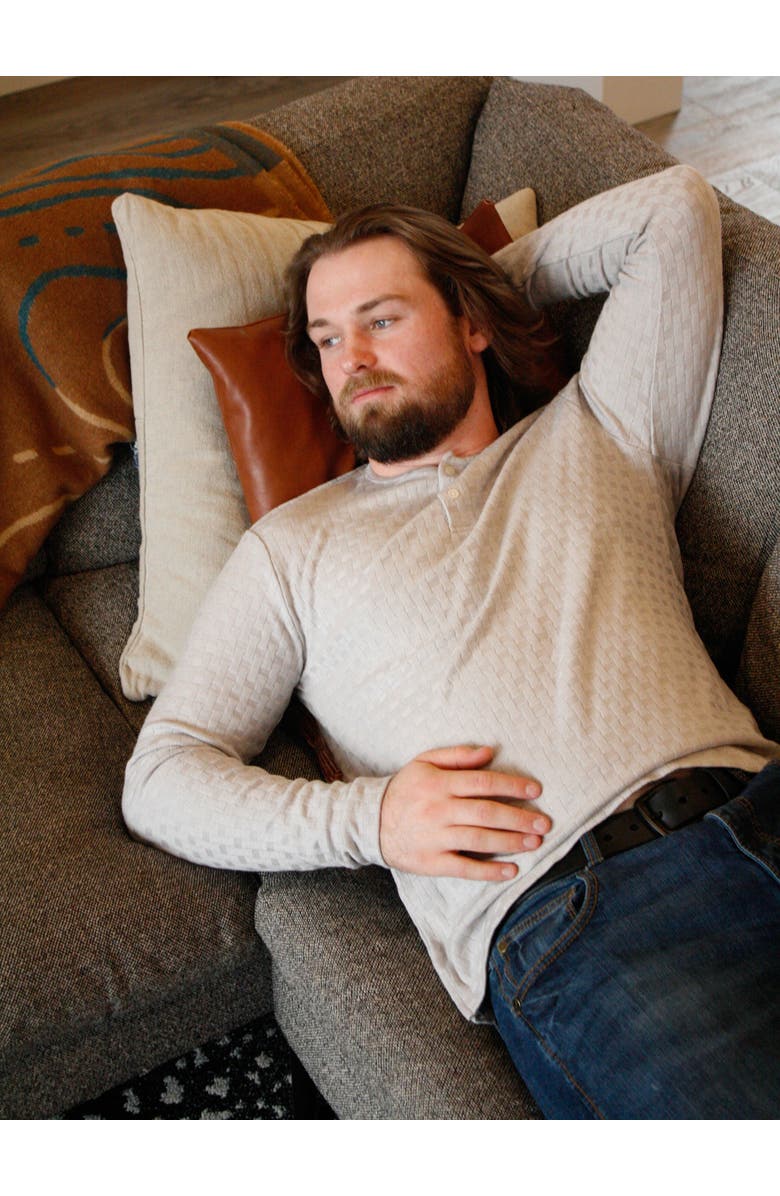 Ledger & Ford Grey Folsom Basketweave Henley, Alternate, color, Grey