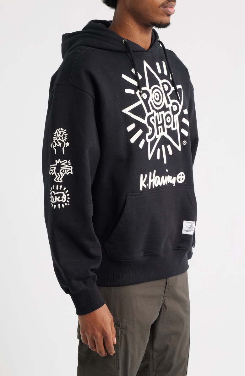 Alpha Industries x Keith Haring Alpha Cotton Hoodie, Alternate, color, Black