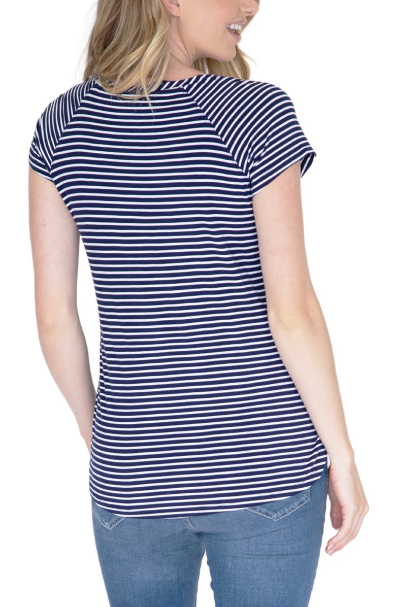 Angel Maternity Stripe Petal Front Maternity/Nursing Top, Alternate, color,
