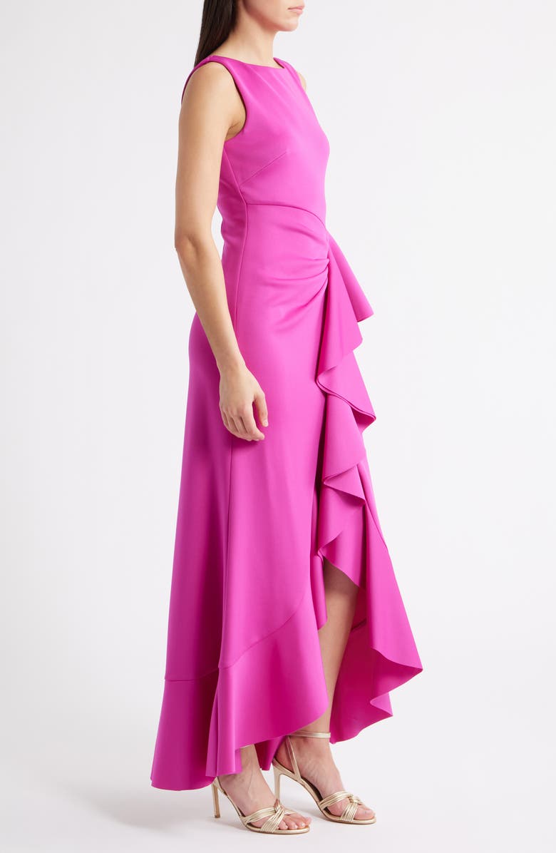 Eliza J Ruffle Sleeveless Gown, Alternate, color, Berry