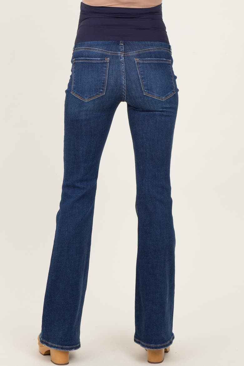 Dark Wash Maternity Flared Jeans, Alternate, color, Navy Blue