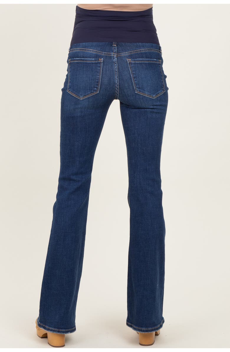 PinkBlush Dark Wash Maternity Flared Jeans, Alternate, color, 