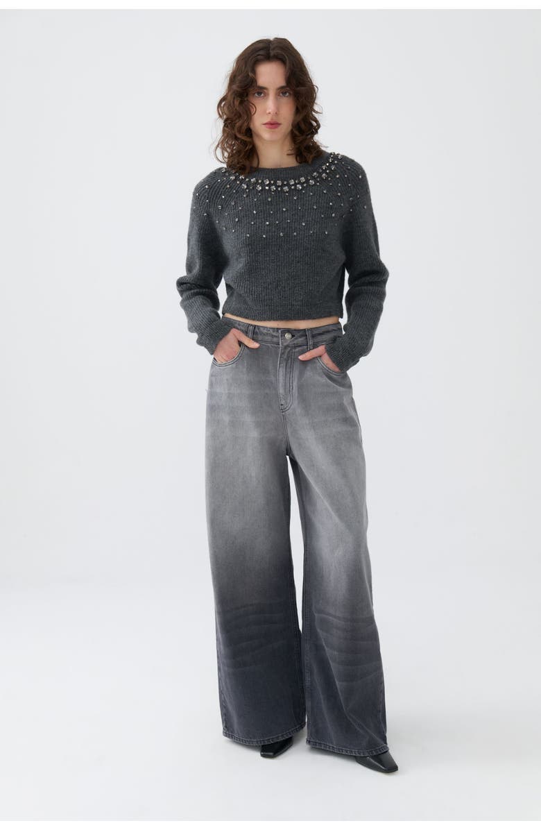 Nocturne Stone Embellished Crop Sweater, Alternate, color, 