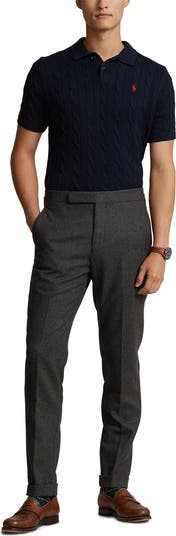 Cable Short Sleeve Polo Sweater