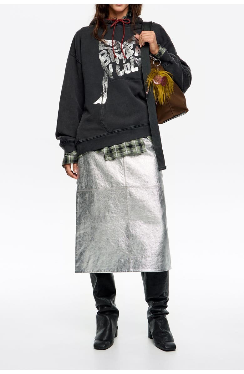 Bimba y Lola Logo Tie Hoodie, Alternate, color, Washed Black