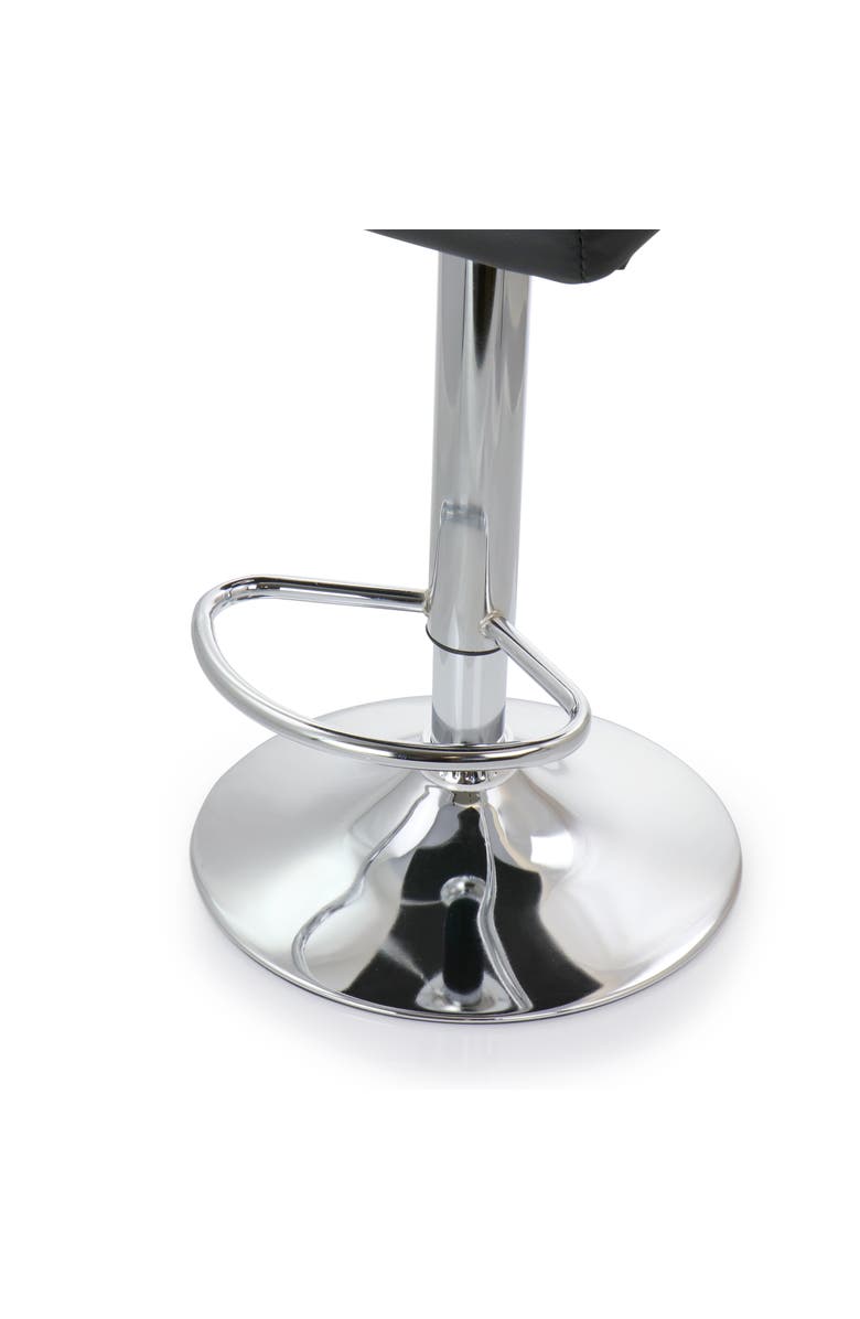 Elama 2 Piece Square Tufted Faux Leather Adjustable Bar Stool, Alternate, color, Black