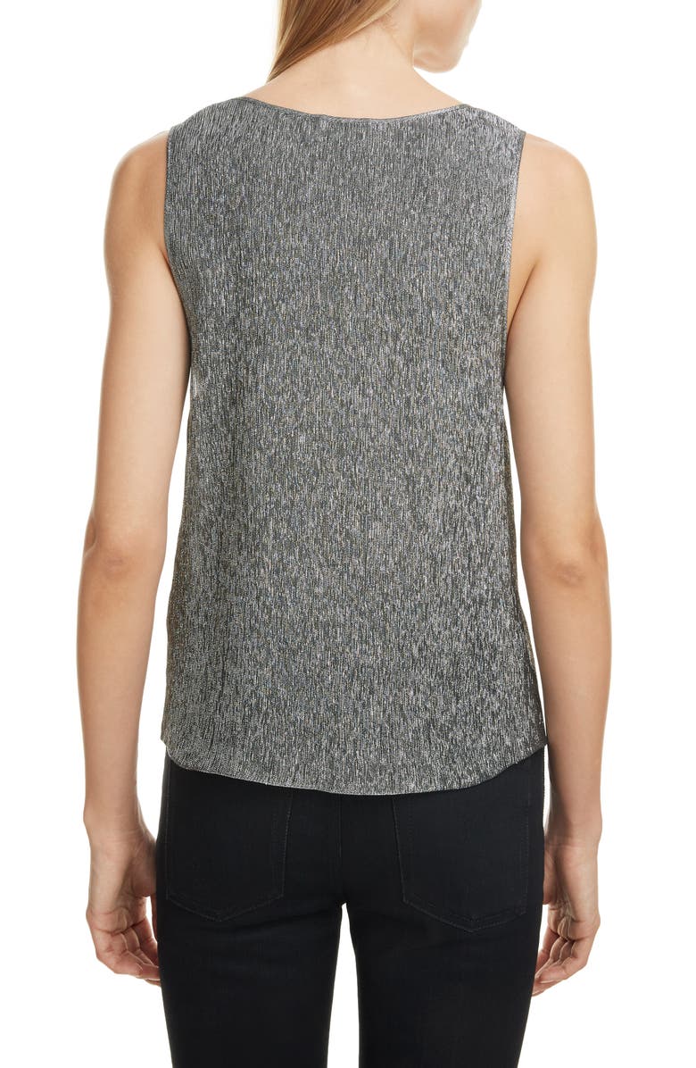 Saint Laurent Silk Blend Lamé Tank, Alternate, color,
