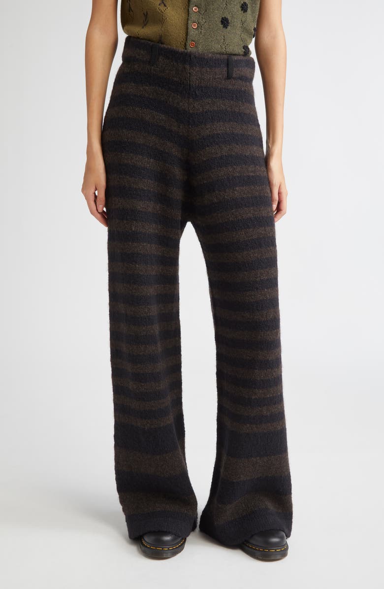 YanYan Softi Oversize Stripe Wool Blend Pants, Main, color, Brown