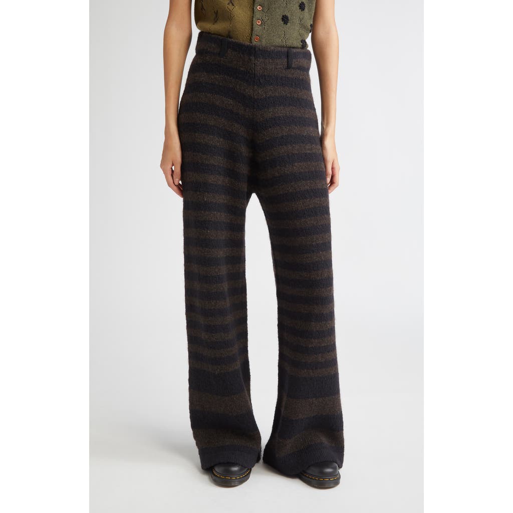 Yanyan Softi Oversize Stripe Wool Blend Pants In Brown