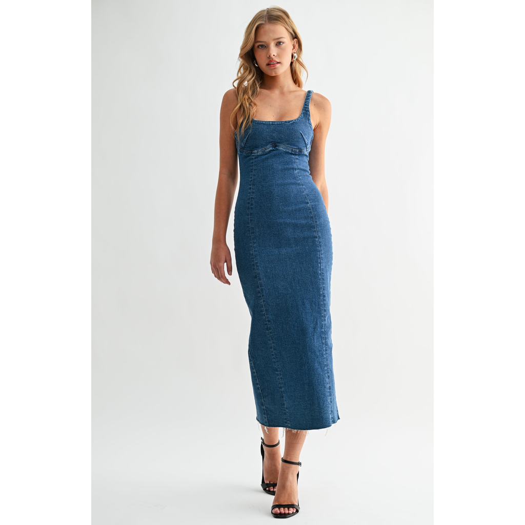Jemina Denim Seamed Denim Dress in Denim Blue  product