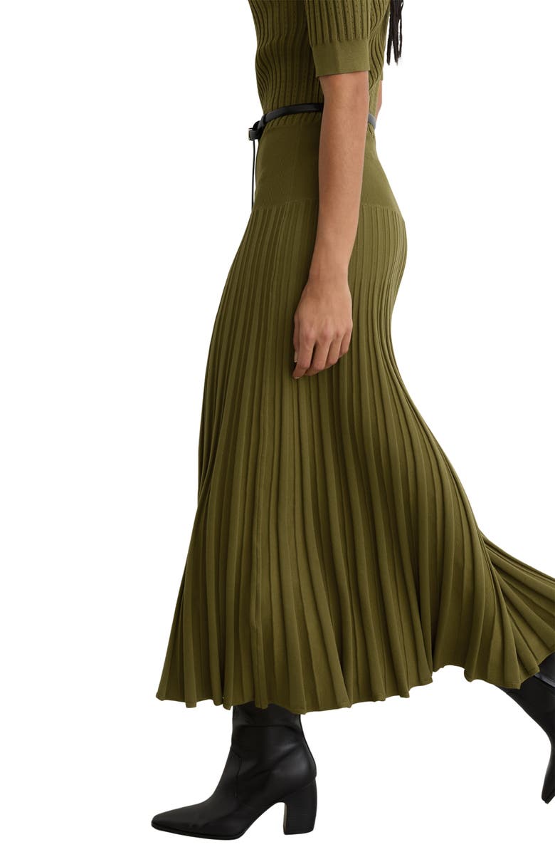 Reiss Harriet Ribbed Pleated A-Line Dress, Alternate, color, Green