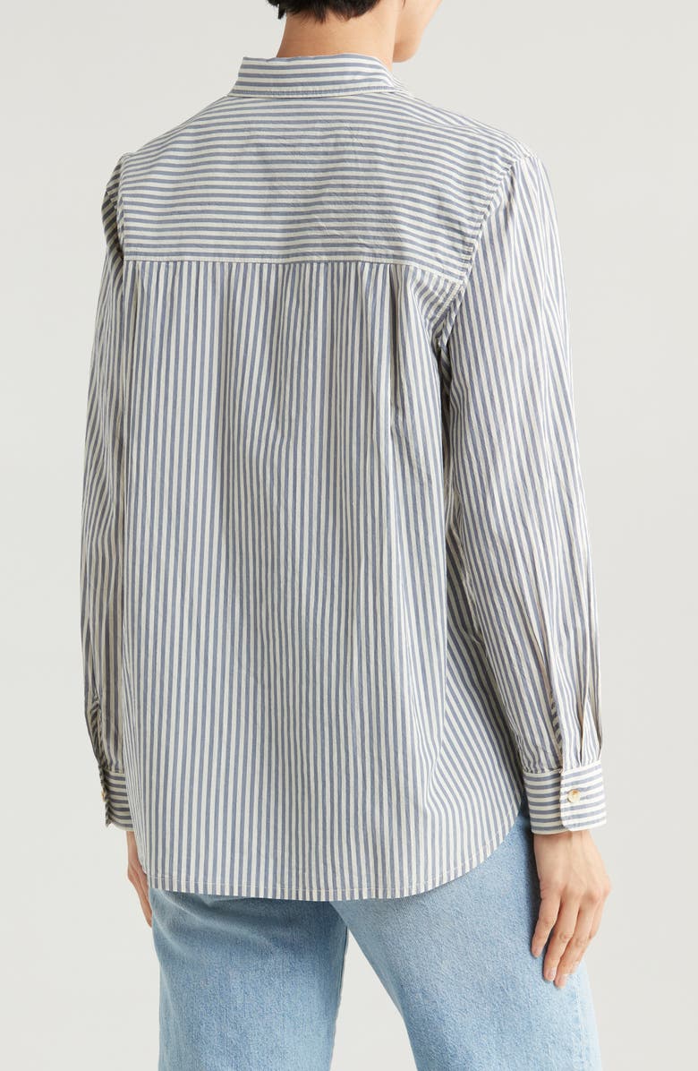 Marine Layer Abbey Stripe Cotton Poplin Button-Up Shirt, Alternate, color, Navy Stripe