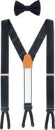 Trafalgar Sutton Solid Color Silk Brace and Bow Tie Combo