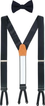 Trafalgar Sutton Solid Color Silk Brace and Bow Tie Combo