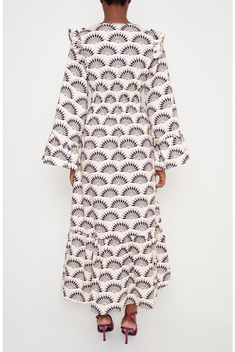 The Chaos Petal Print Long Sleeve Maxi Dress, Alternate, color, THROATED IVORY