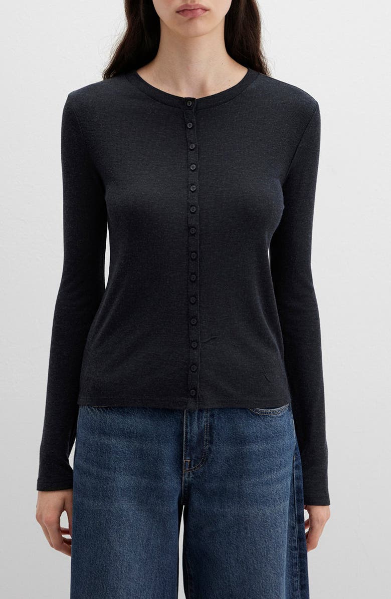 Mavi Jeans Long Sleeve Jersey Button-Up Top, Main, color, 