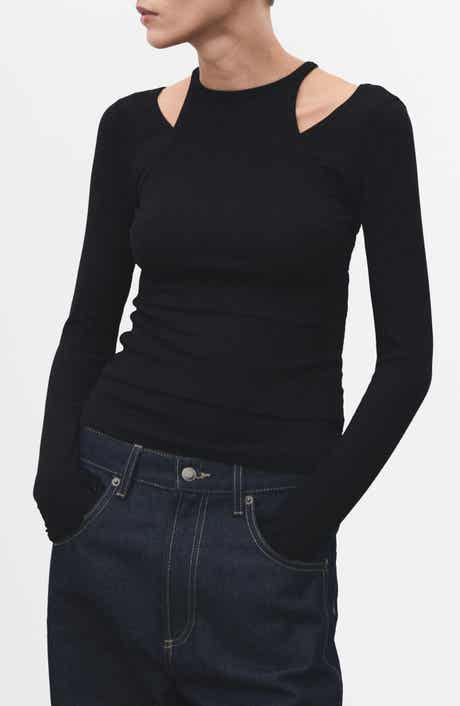 MANGO Layered Look Long Sleeve Rib T-Shirt