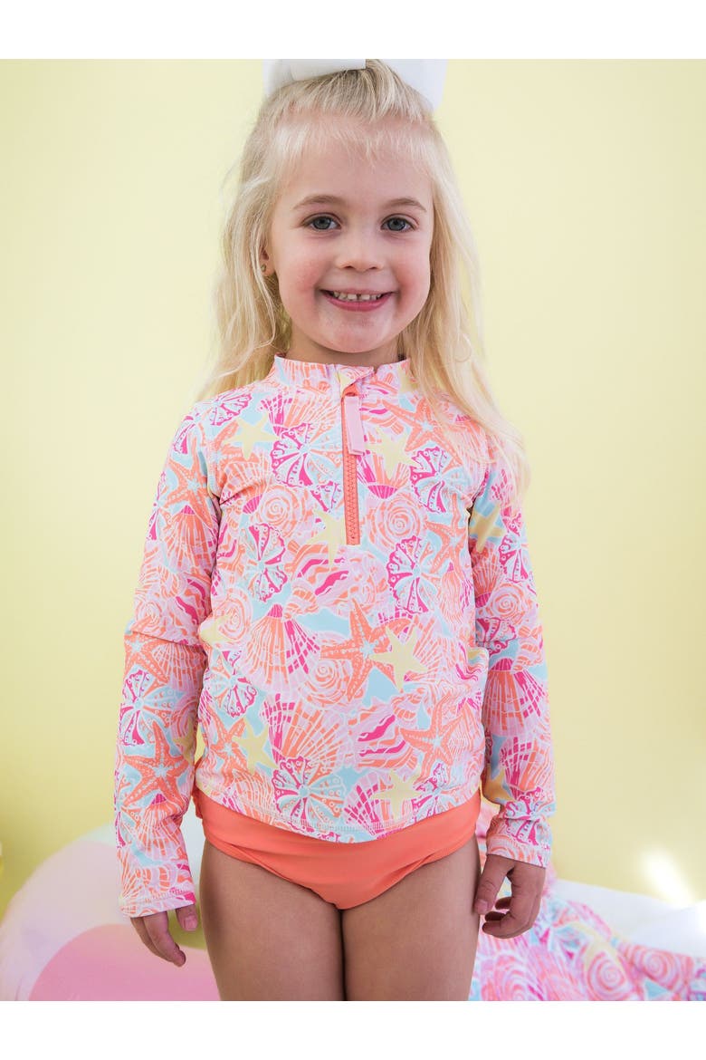 Upf50 Long Sleeve Zipper Rash Guard 2-piece (baby), Alternate, color, Sunset Seashells