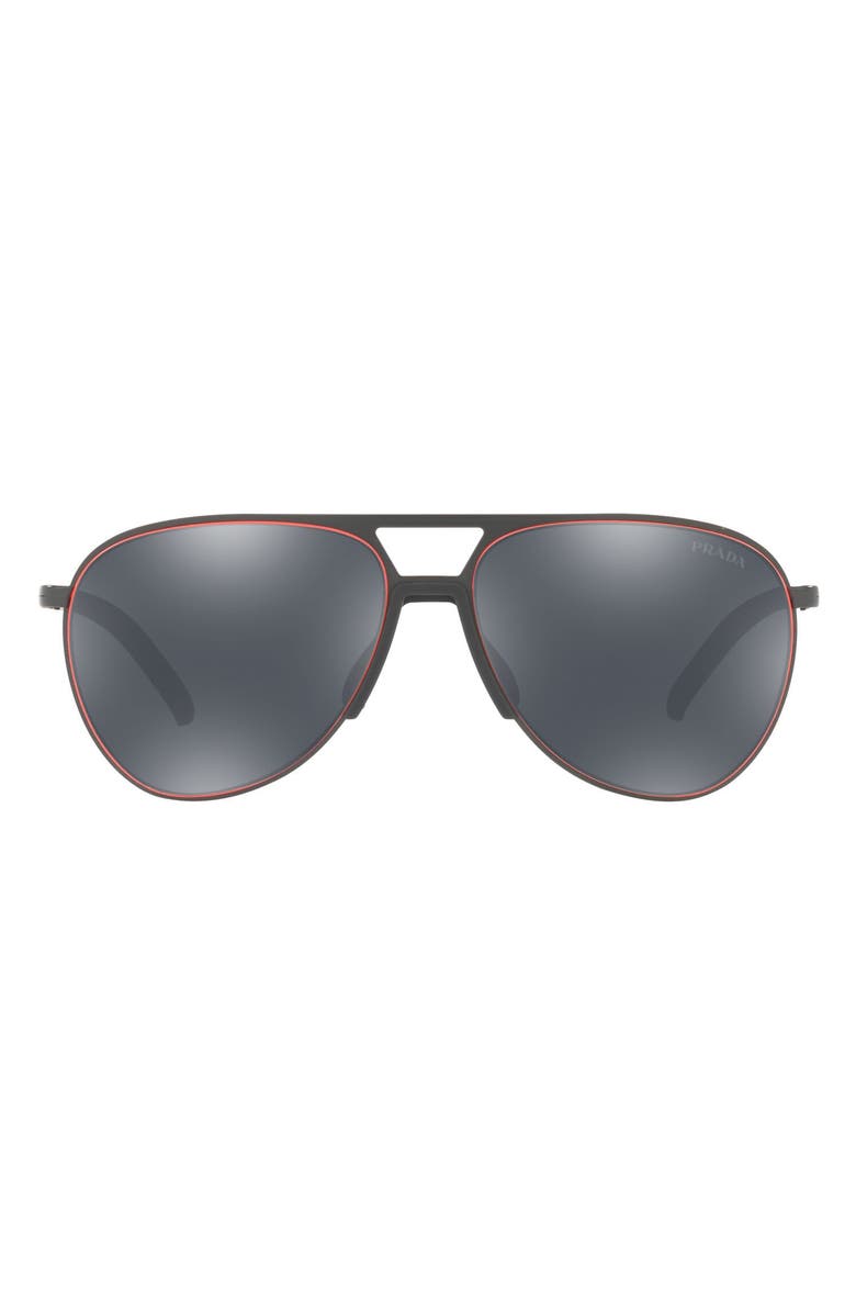 Prada Linea Rossa 59mm Mirrored Pilot Sunglasses, Main, color, 