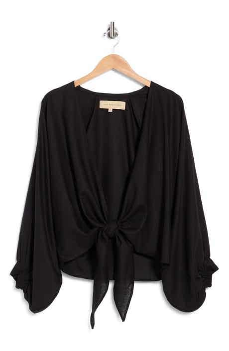 Adri Long Sleeve Tie Front Top