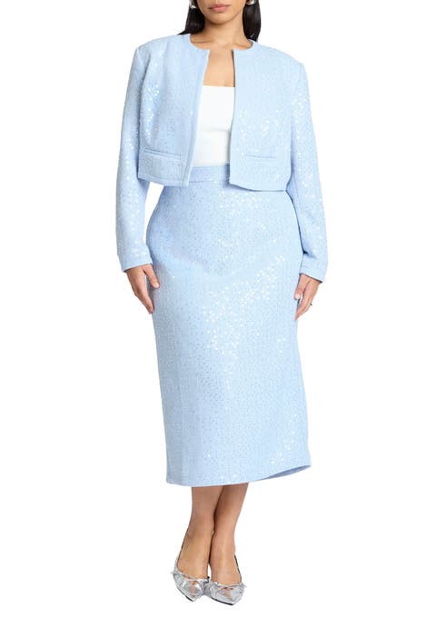 Sequin Tweed Midi Skirt (Plus)