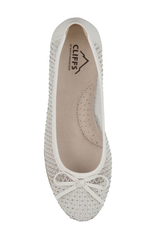 Cliffs By White Mountain Carlicia Rhinestone Mesh Ballet Flat In White Fabric