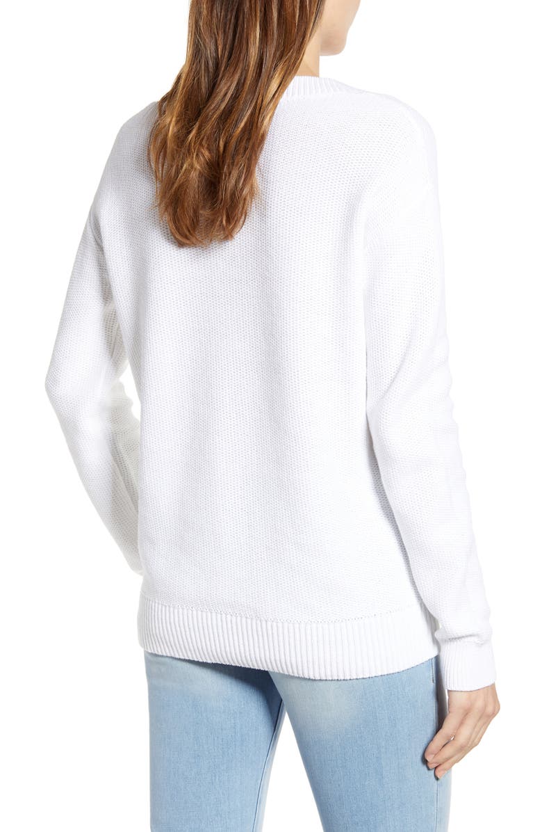 Caslon<sup>®</sup> V-Neck Cotton Seed Stitch Sweater, Alternate, color, 
