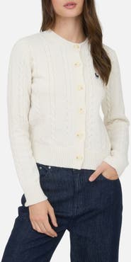 Blu Pepper Embroidered Horse Cable Knit Crop Cardigan