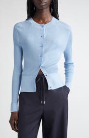 Max Mara Ribera Sequin Rib Fitted Silk & Wool Cardigan