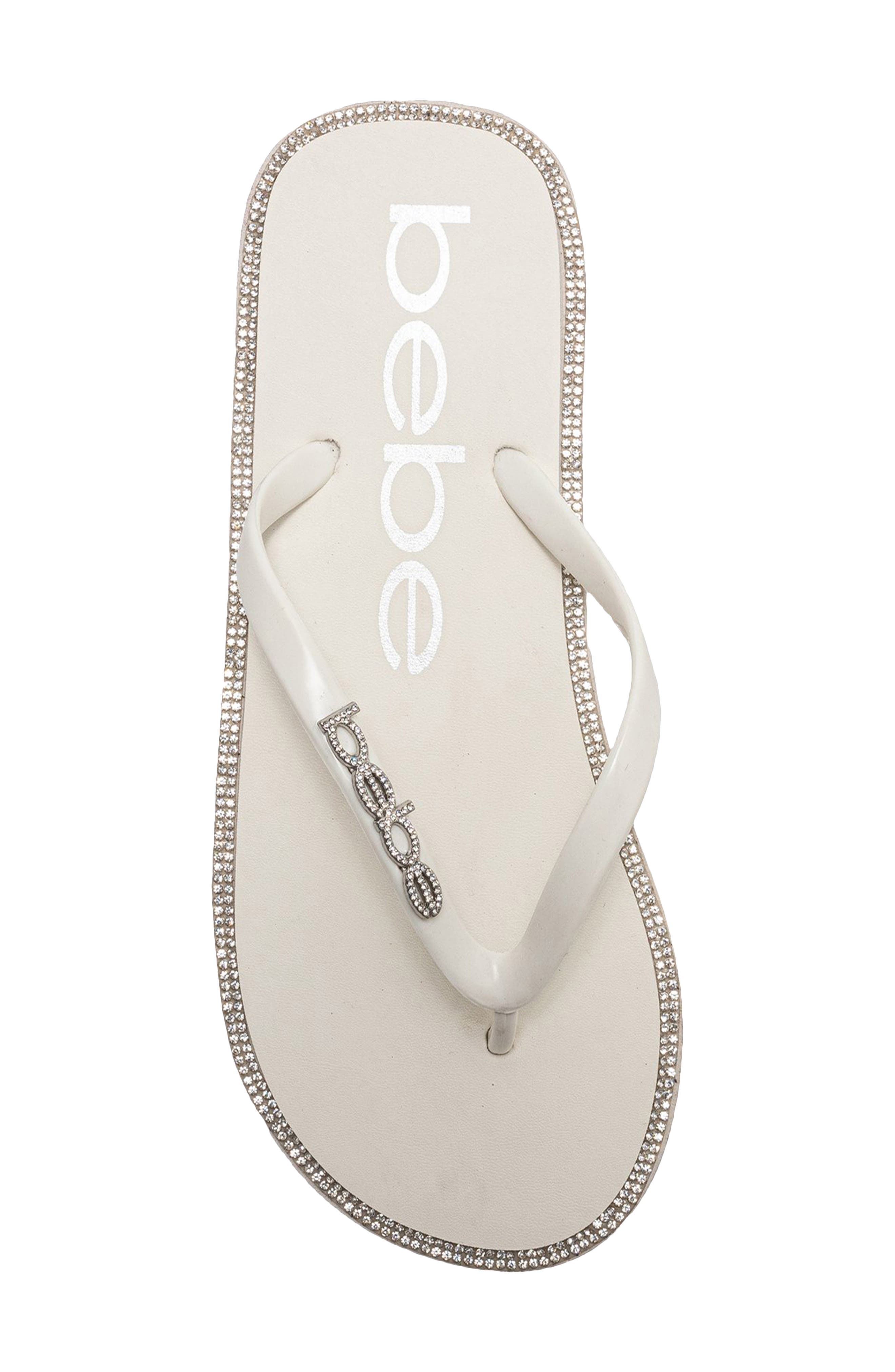 Rhinestone Flip Flop, Alternate, color, WHITE