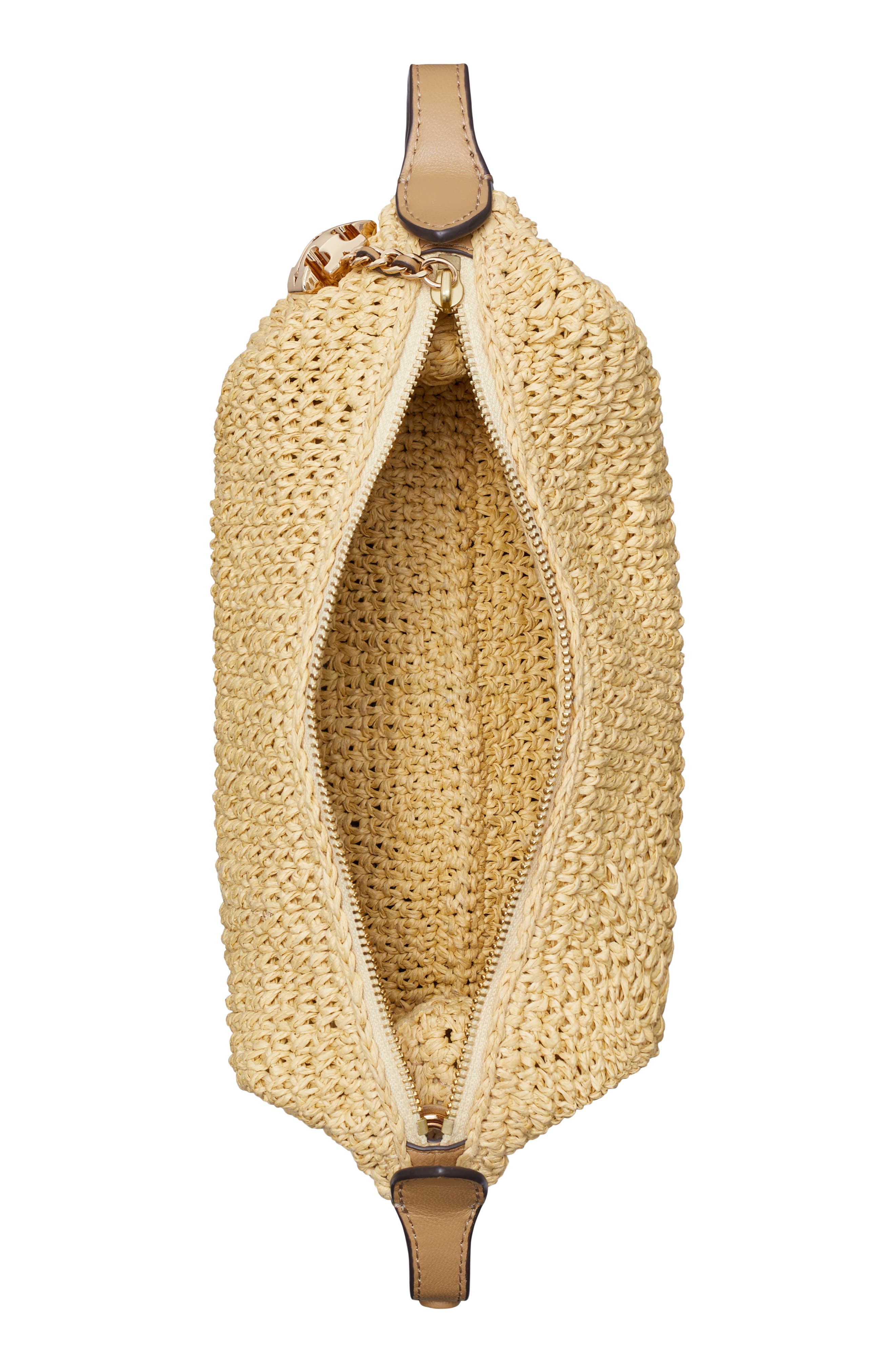 Tory Burch Fleming Pochette Straw Shoulder Bag, Alternate, color, Natural