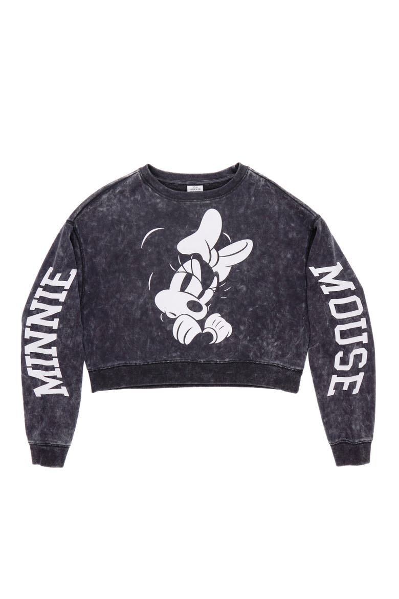 Minnie Mouse Pullover Sweatshirt, Alternate, color, Minnie Charcoal Wash