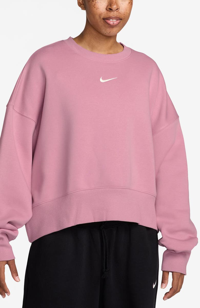 Nike Phoenix Fleece Crewneck Sweatshirt, Main, color, Elemental Pink/ Sail